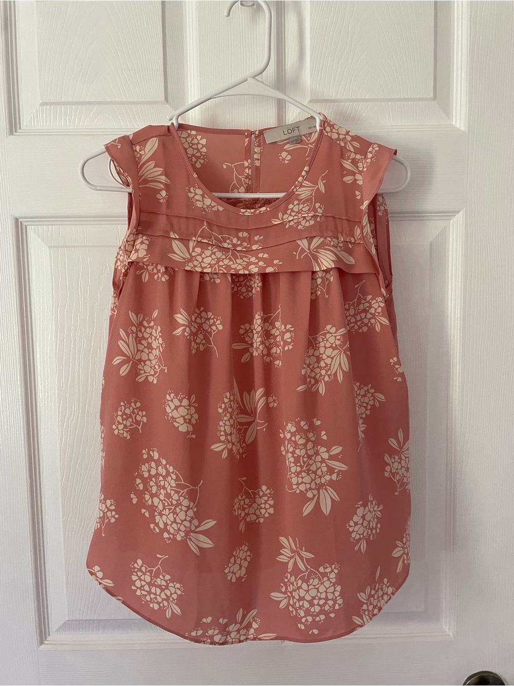 LOFT Coral Pink Floral Sleeveless Tank